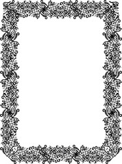 black decorated vertical frame shape ornament