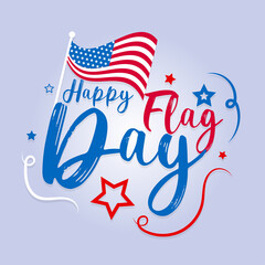 US flag day poster, USA america national holiday banner text calligraphy typography symbol vector