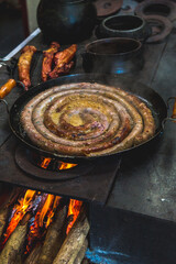 Sausage on the wood stove
