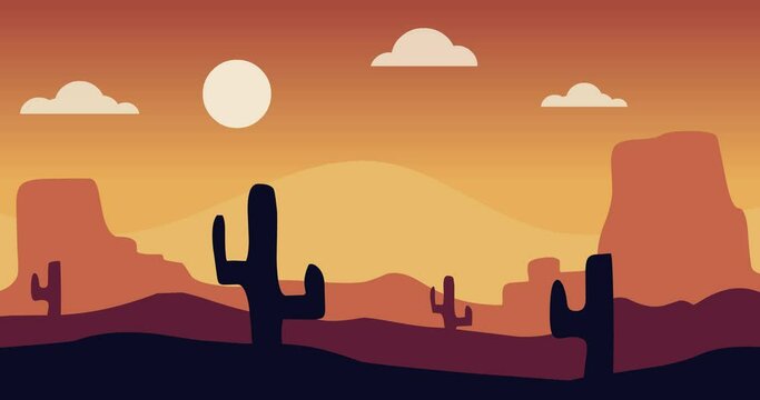 cactus hot rock mountains parallax animation video