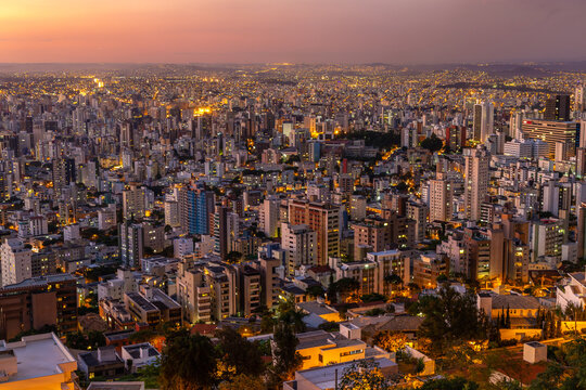 Sunset view of Belo Horizonte, Minas Gerais, Brazil.