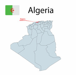 Map of Algiers with borders. Vector illustration.