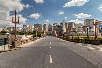 View of the Santa Tereza Viaduct. City of Belo Horizonte. Blue sky. Urban landscape.