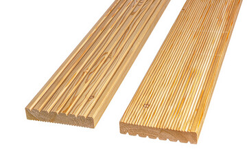 decking made of larch on a white background