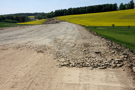 New road construction,construction site on the B 66n near Barntrup