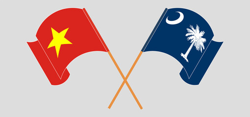 Crossed and waving flags of Vietnam and The State of South Carolina