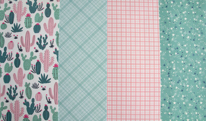Scrapbook Paper Photo with Cactus in Pink Blue and Green