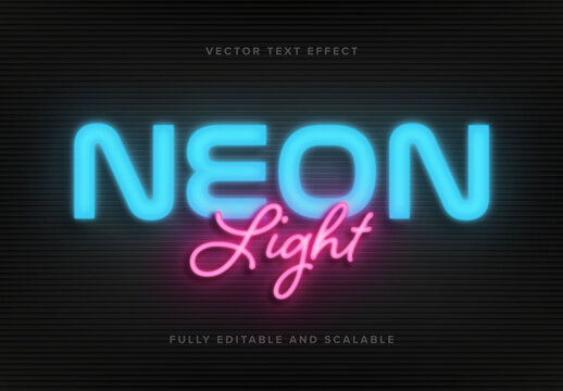 Blue and Pink Neon Light Sign Mockup