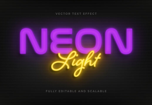 Purple and Yellow Neon Light Sign Mockup