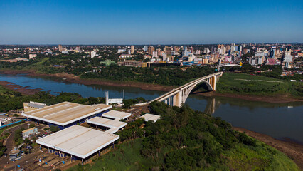 View of the Friendship Bridge 08 may 2022 (Ponte da Amizade) over the Parana river, connecting...