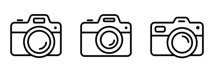 Camera icon set vector. Photo camera icons in line style isolated. Editable stroke. Vector illustration
