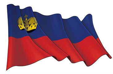 Waving Flag of Liechtenstein