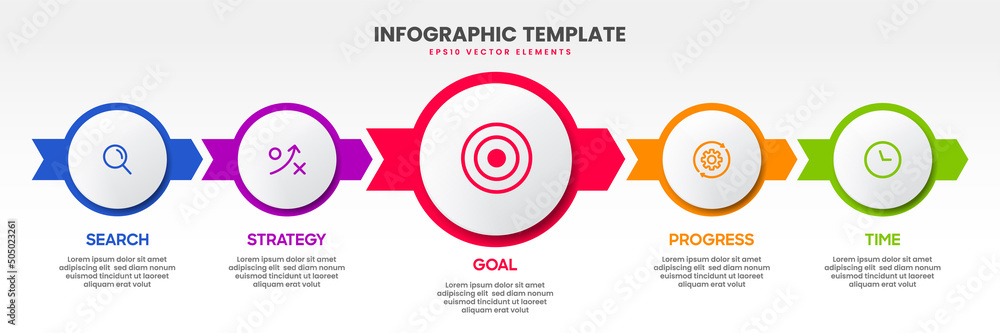 Leinwandbilder presentation business infographic template 5 options. business data visualization. process chart. ab