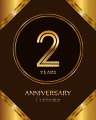 2 Years Anniversary logotype. Anniversary celebration template design for booklet, leaflet, magazine, brochure poster, banner, web, invitation or greeting card. Vector illustrations.