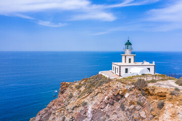 Fototapeta na wymiar Lighthouse at Akrotiri, Santorini, Greece.
