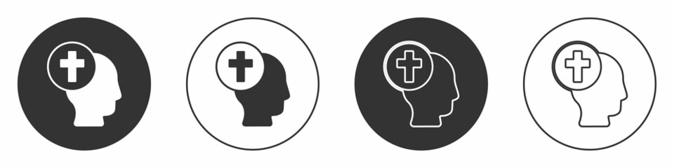 Black Priest icon isolated on white background. Circle button. Vector