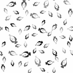 Black Butterfly fish icon isolated seamless pattern on white background. Vector