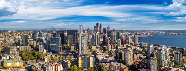 Naklejka premium Aerial view of Seattle, USA