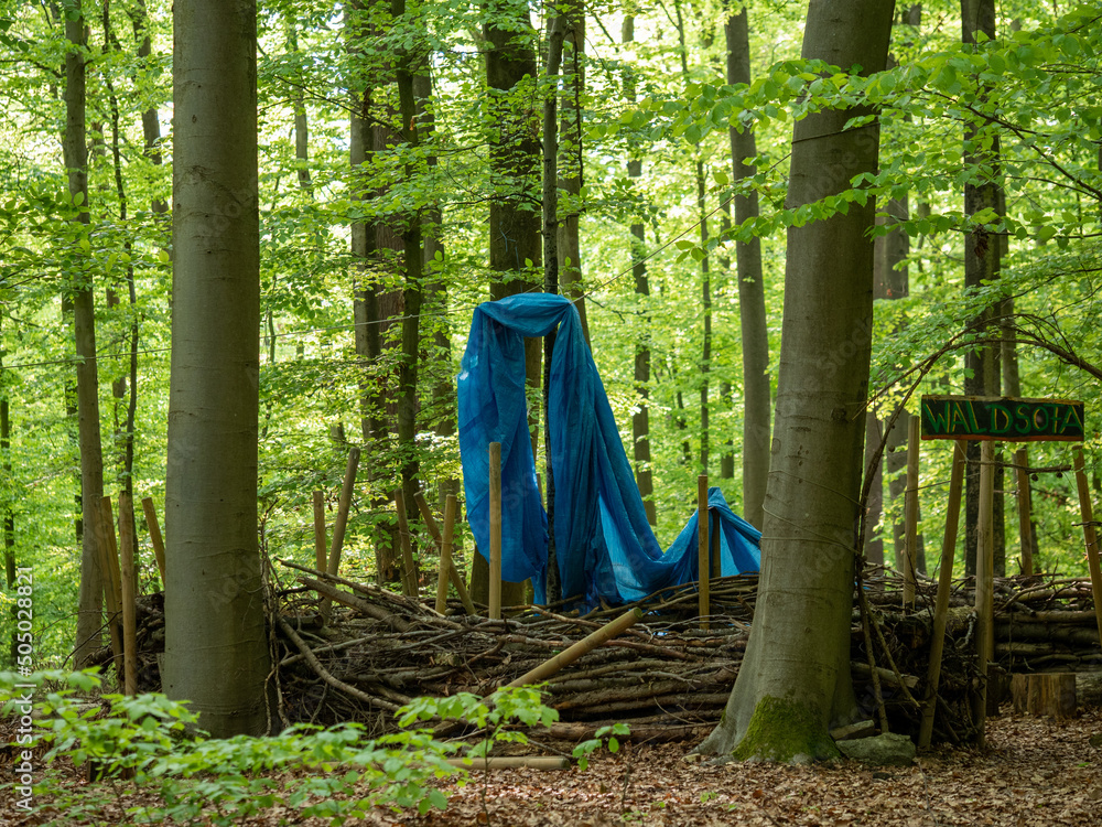 Canvas Prints Aufbauten im Waldkindergarten