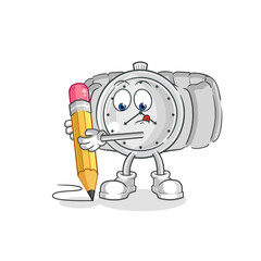 wristwatch write with pencil. cartoon mascot vector
