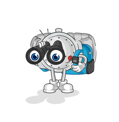 wristwatch with binoculars character. cartoon mascot vector