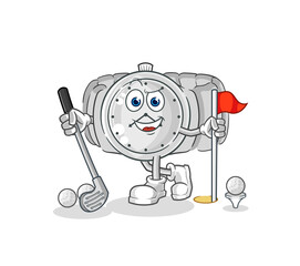 wristwatch playing golf vector. cartoon character
