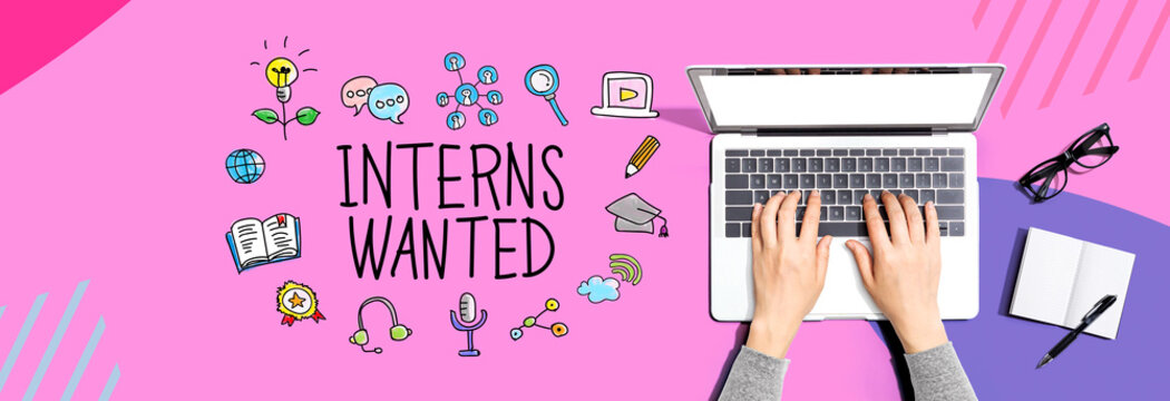 Interns Wanted With Person Using A Laptop Computer