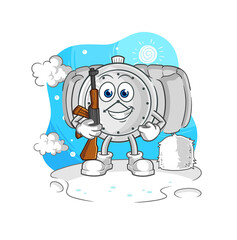 wristwatch soldier in winter. character mascot vector