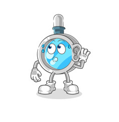 magnifying glass eavesdropping vector. cartoon character