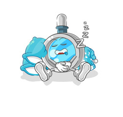 magnifying glass sleeping character. cartoon mascot vector