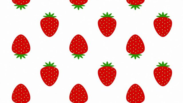 Drawn vector strawberries moving on white background
