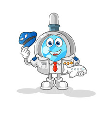 magnifying glass pilot mascot. cartoon vector