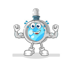 magnifying glass muscular cartoon. cartoon mascot vector