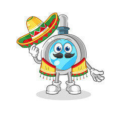 magnifying glass Mexican culture and flag. cartoon mascot vector