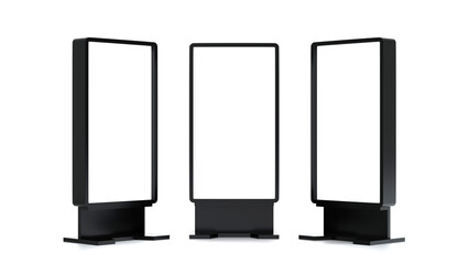 Blank mock up vertical billboard or LCD screen floor stand, 3D rendering. - 505031470