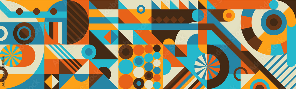 Poster geometric background design in abstract retro style. vector illustration.
