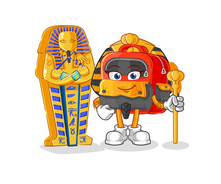 backpack ancient egypt cartoon. cartoon mascot vector