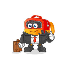 backpack office worker mascot. cartoon vector