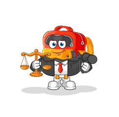 backpack lawyer cartoon. cartoon mascot vector
