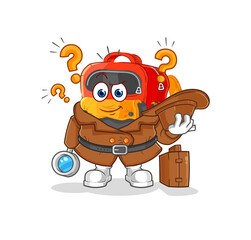 backpack detective vector. cartoon character