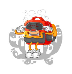depressed backpack character. cartoon vector