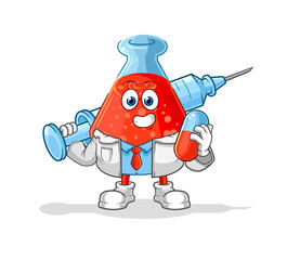 chemical tube doctor holding medichine and injection