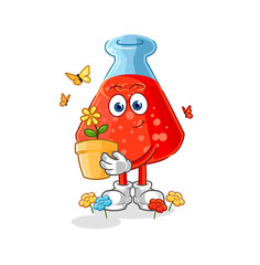 chemical tube with a flower pot. character vector