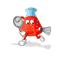 chemical tube playing badminton illustration. character vector