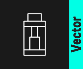 White line Vape mod device icon isolated on black background. Vape smoking tool. Vaporizer Device. Vector