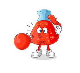 chemical tube pantomime blowing balloon. cartoon mascot vector