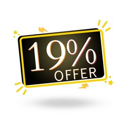 19%OFFER black and gold design with star and 3D details (discount online web poster)