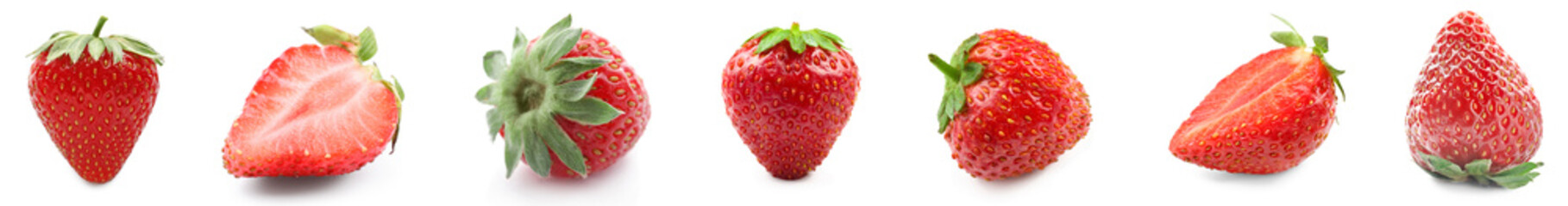 Set of sweet ripe strawberry isolated on white