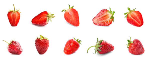Set of sweet strawberry isolated on white