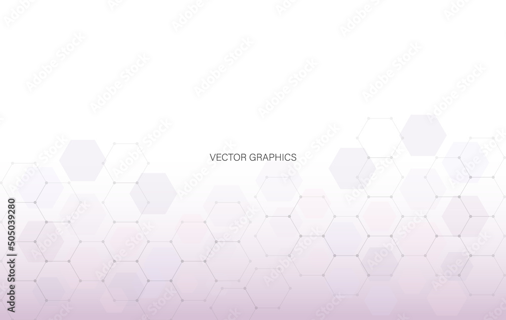 Aufkleber geometric abstract background with hexagons. structure molecule and communication. science, technolo